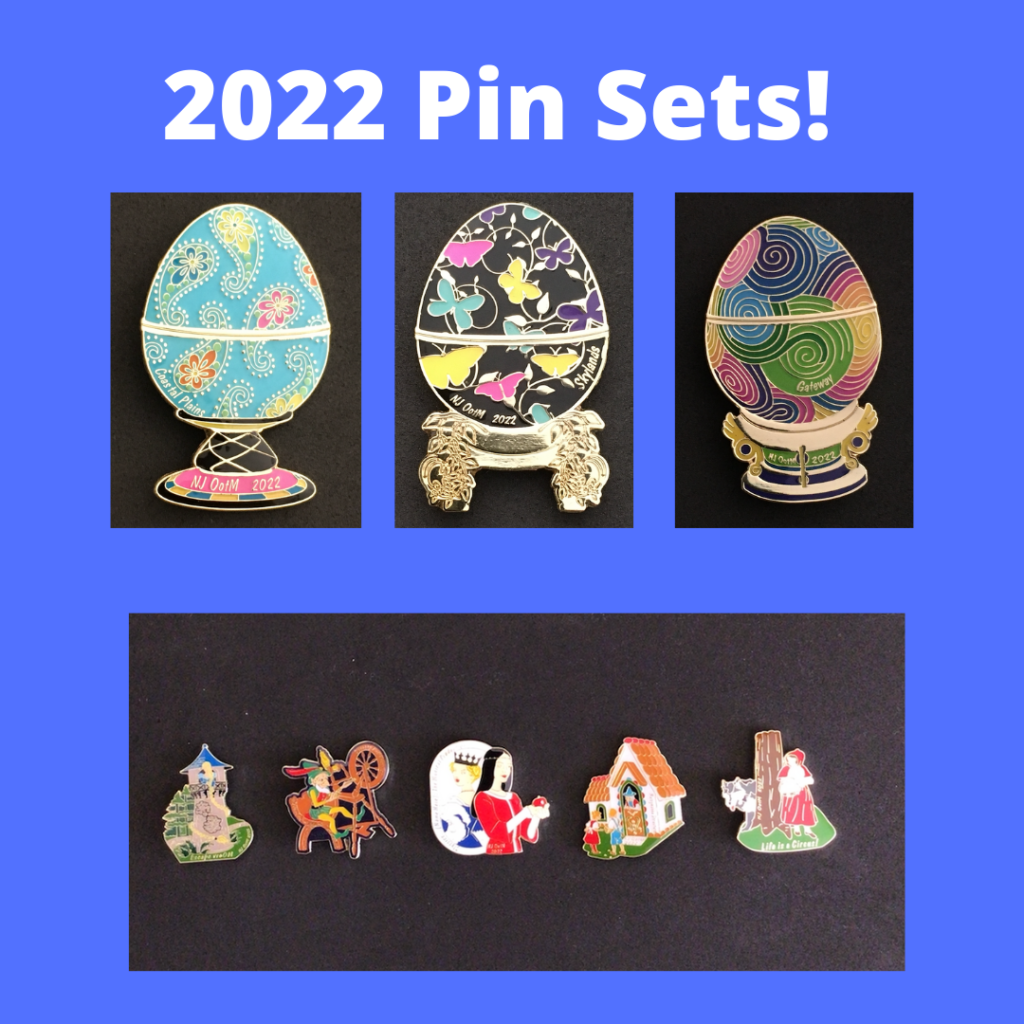 2022 Pin Sets - 3 egg regional pins and 5 fairytale problem pins