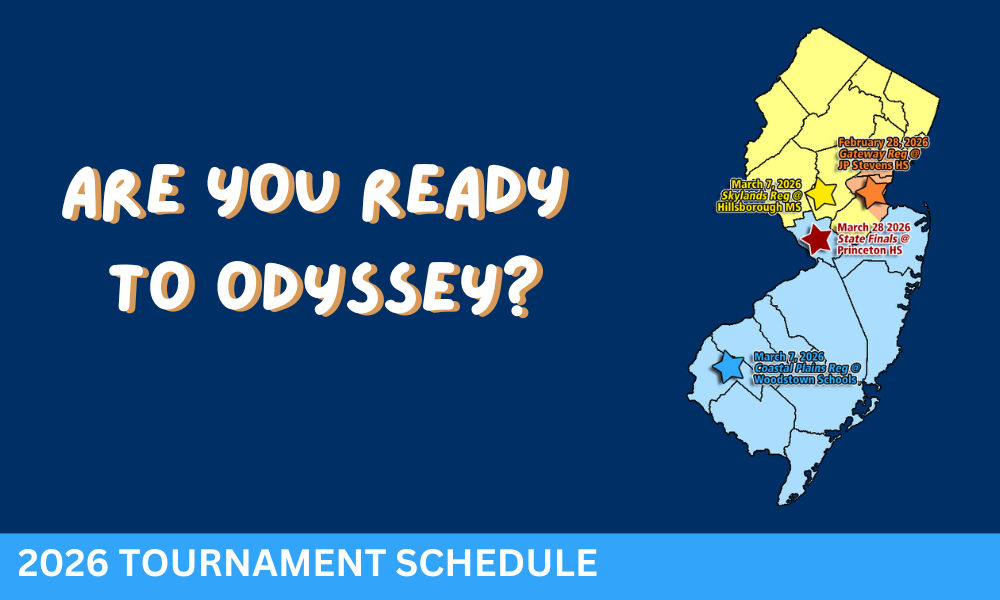 2025-26 NJOotM schedule. Includes a picture of the state with tournament dates and locations.